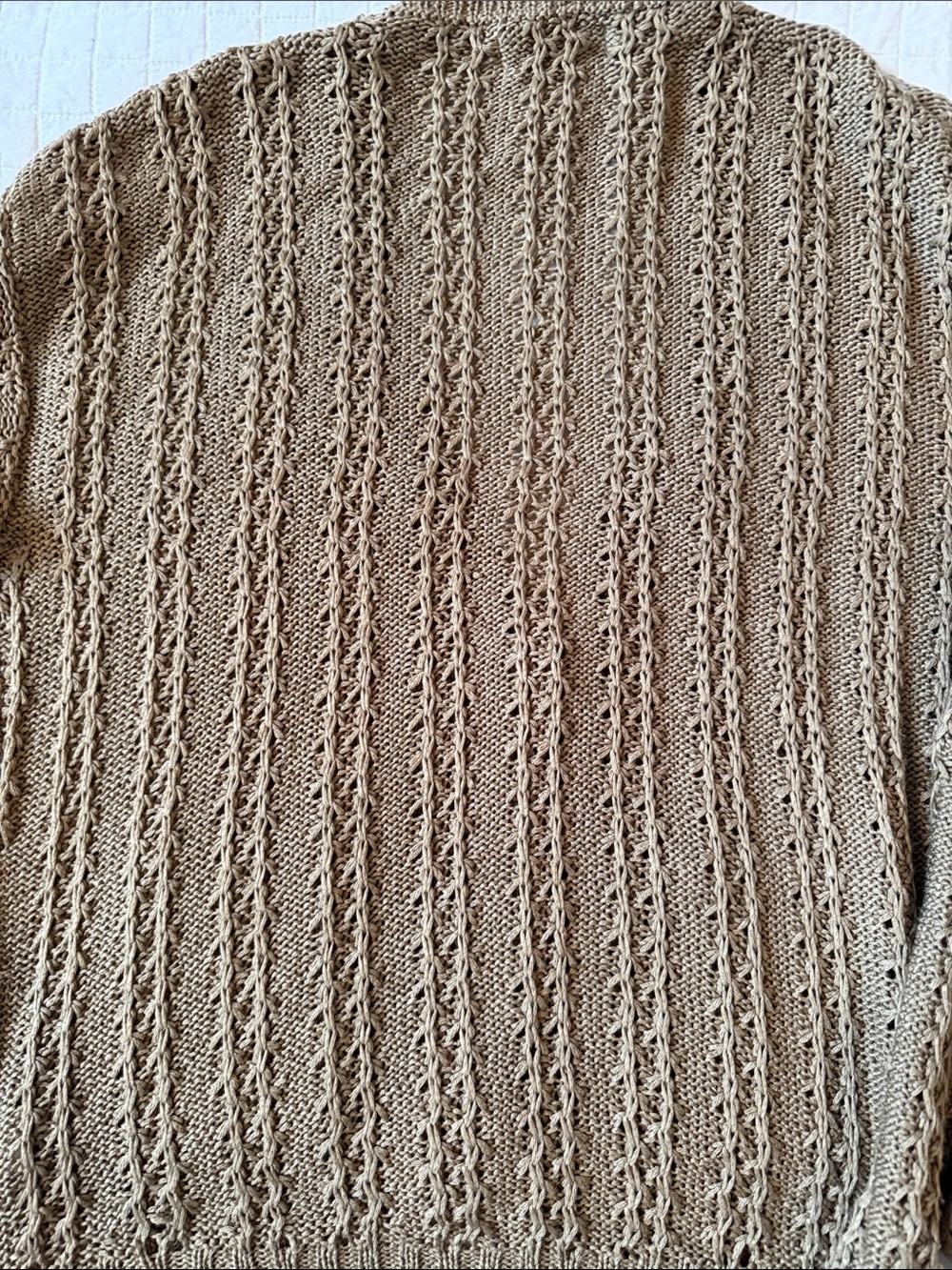 BLVD Olive Green Open-Knit Button Cardigan - Picture 8 of 9